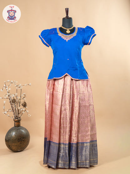 Royal Blue & Baby Pink - Girls Readymade Pavadai Sattai