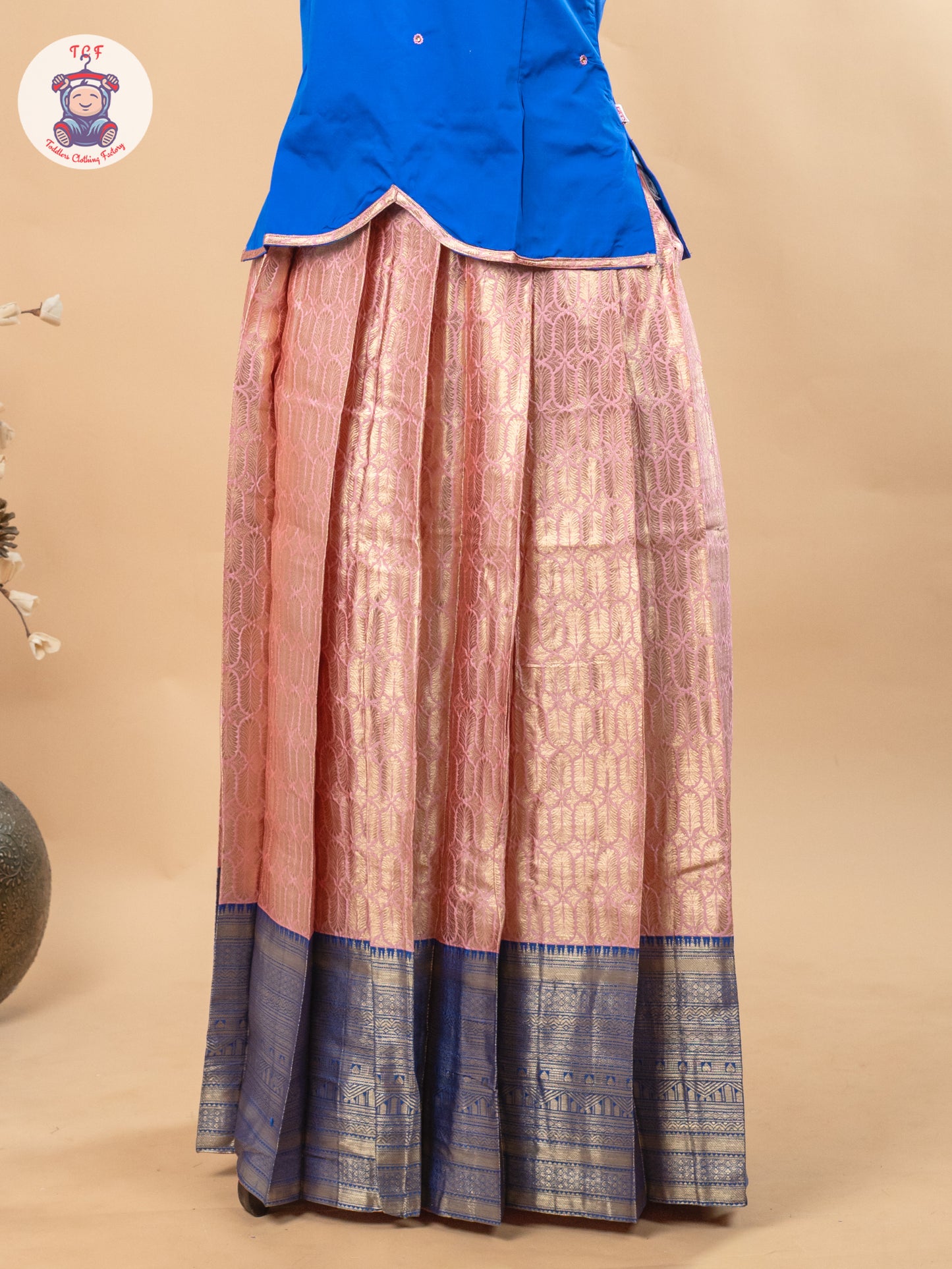 Royal Blue & Baby Pink - Girls Readymade Pavadai Sattai