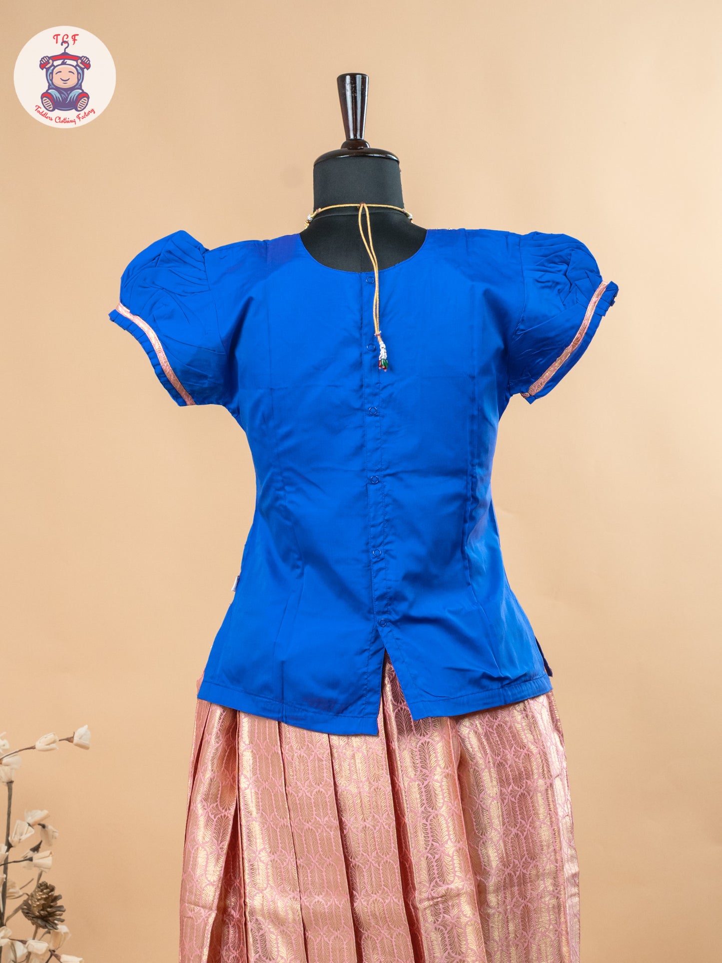 Royal Blue & Baby Pink - Girls Readymade Pavadai Sattai
