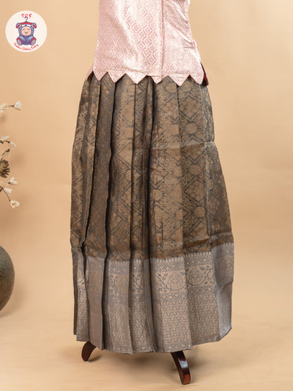 Baby Pink & Dark Green - Girls Readymade Pavadai Sattai