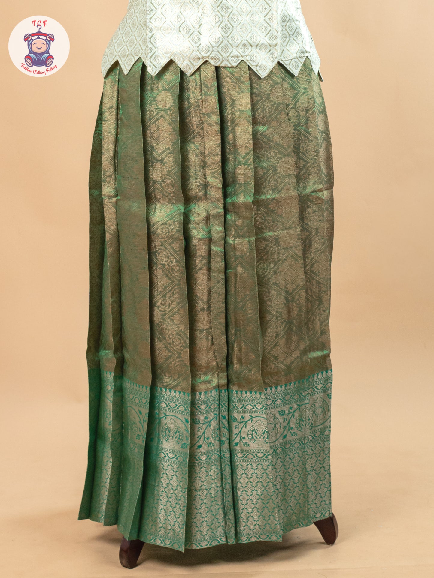 Gold & Green - Girls Readymade Pavadai Sattai