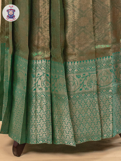 Gold & Green - Girls Readymade Pavadai Sattai