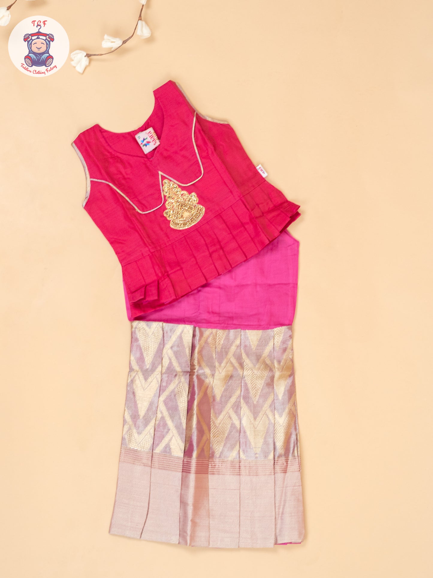 Pink & Onion Pink - Girls Readymade Pavadai Sattai