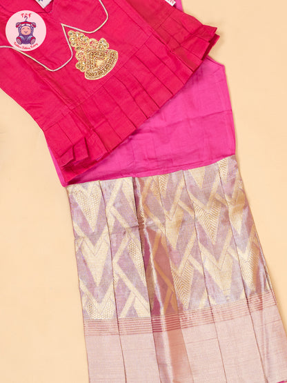 Pink & Onion Pink - Girls Readymade Pavadai Sattai