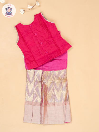 Pink & Onion Pink - Girls Readymade Pavadai Sattai