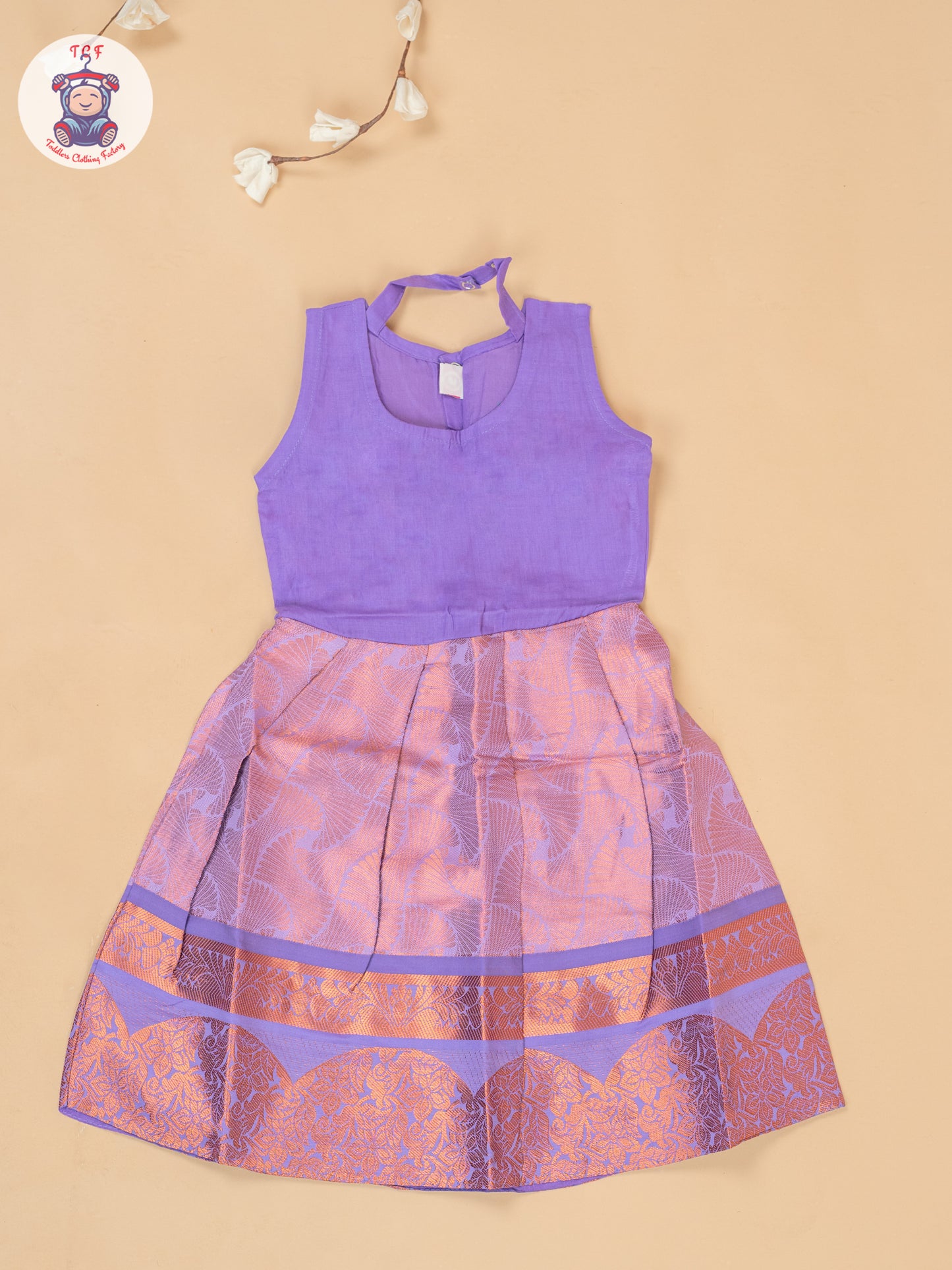 Teal Green & Lavender - Girls Readymade Pavadai Sattai