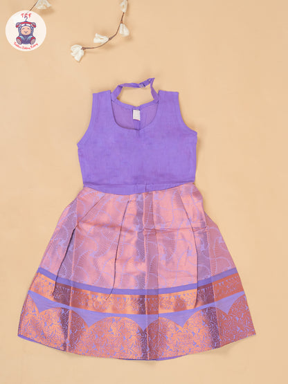 Teal Green & Lavender - Girls Readymade Pavadai Sattai