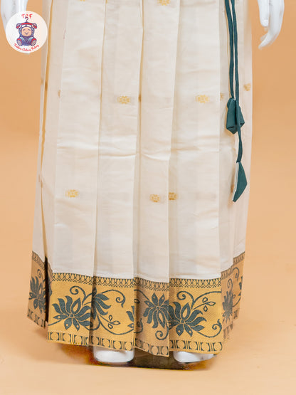 Light Green Kerala Cotton - Girls Readymade Pavadai Sattai