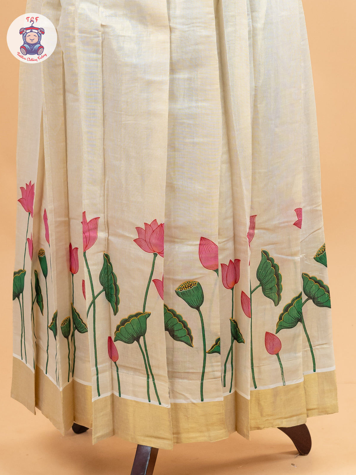 Green Kerala Cotton - Girls Readymade Pavadai Sattai