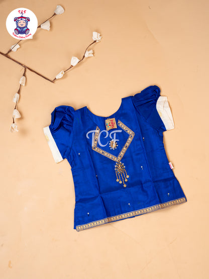 Blue Kerala Cotton - Girls Readymade Pavadai Sattai