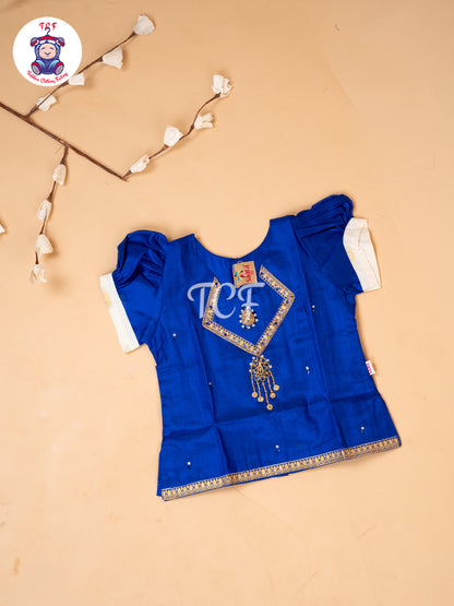 Blue Kerala Cotton - Girls Readymade Pavadai Sattai