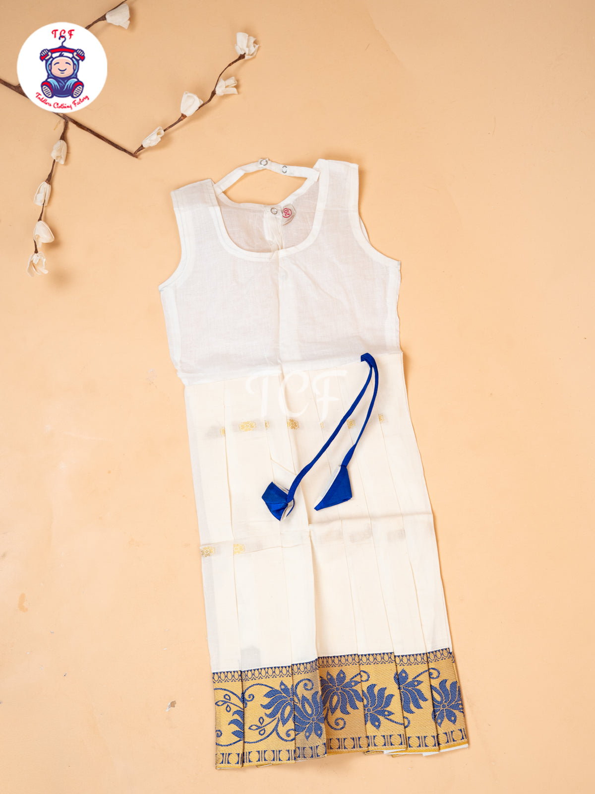 Blue Kerala Cotton - Girls Readymade Pavadai Sattai