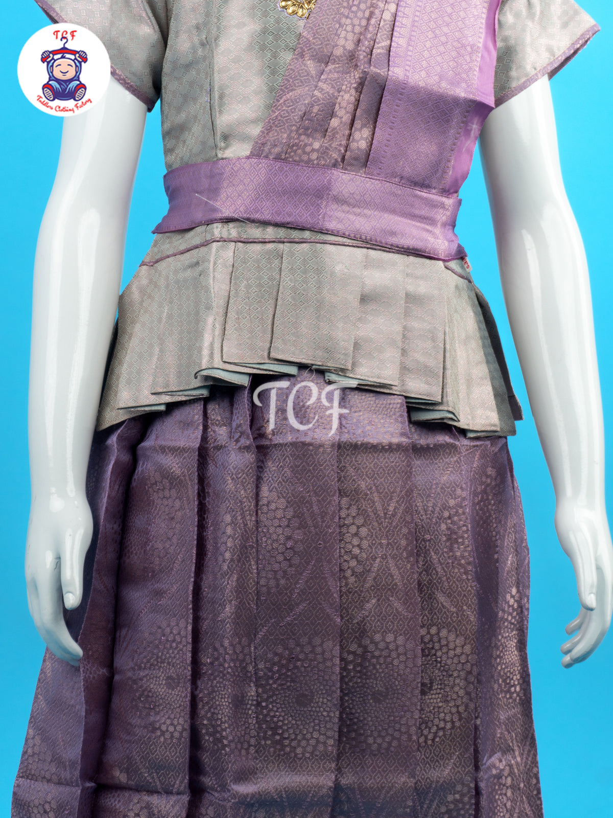 Pastel Grey & Lavender - Girls Readymade Pavadai Sattai