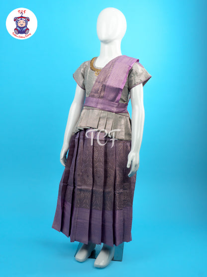 Pastel Grey & Lavender - Girls Readymade Pavadai Sattai