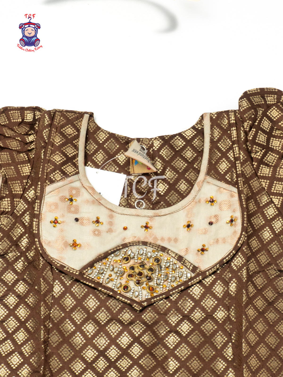 Grey & Gold - Girls Readymade Pavadai Sattai