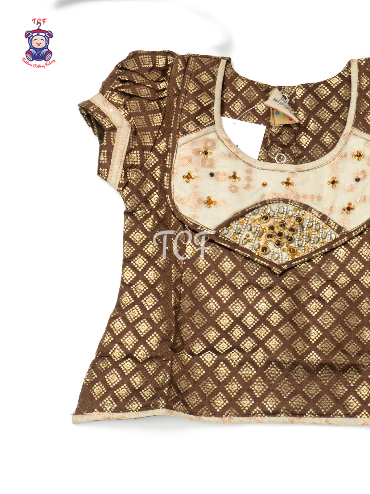 Grey & Gold - Girls Readymade Pavadai Sattai