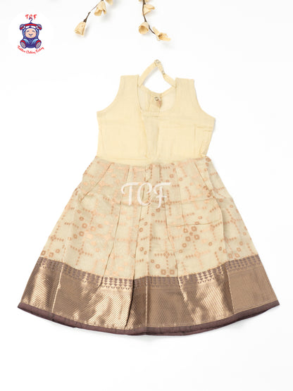 Grey & Gold - Girls Readymade Pavadai Sattai