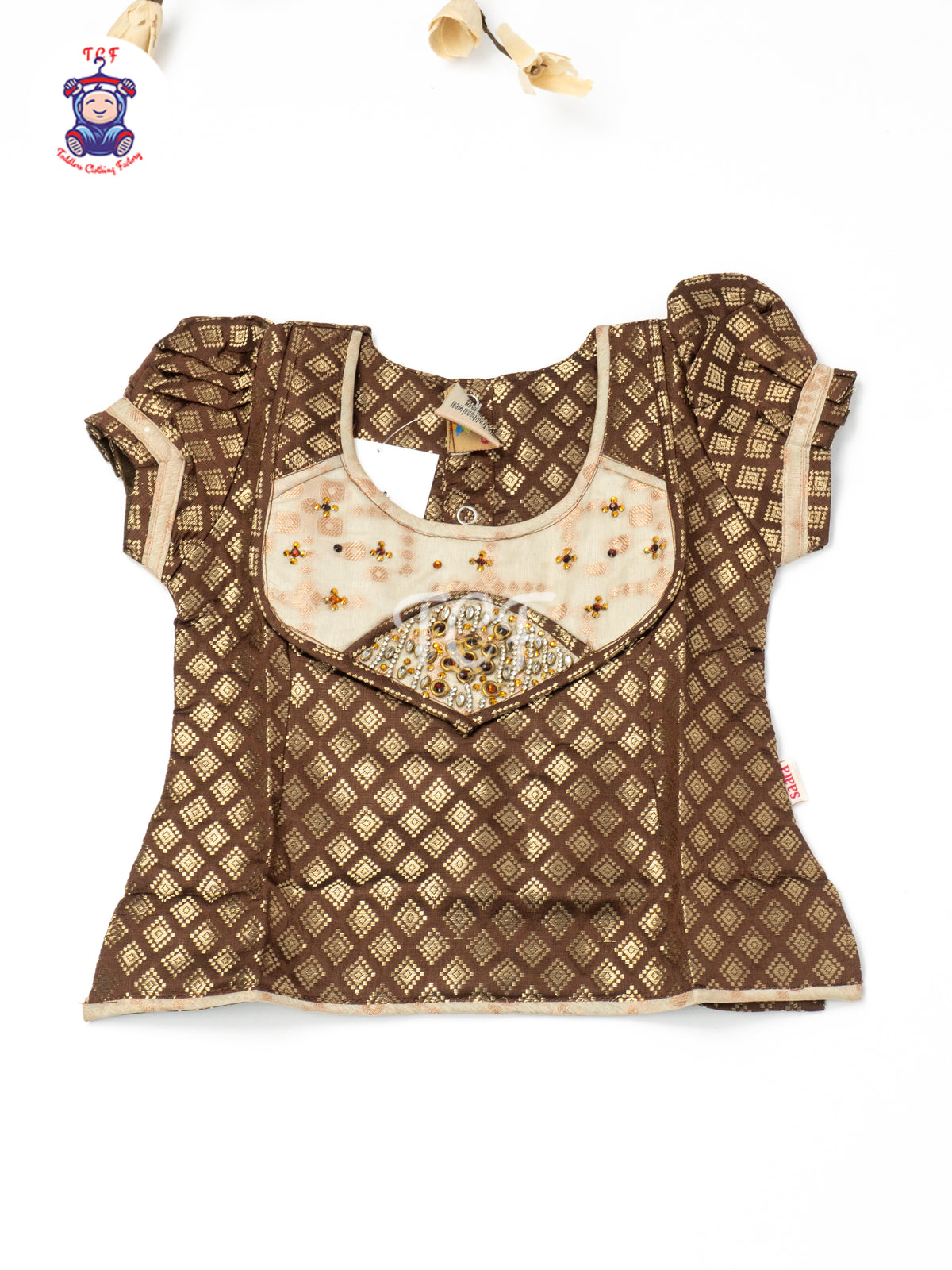Grey & Gold - Girls Readymade Pavadai Sattai