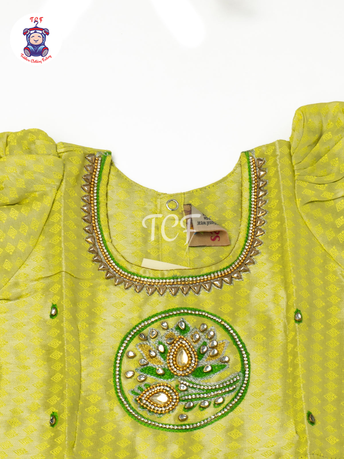 Light Green & Dark Green - Girls Readymade Pavadai Sattai