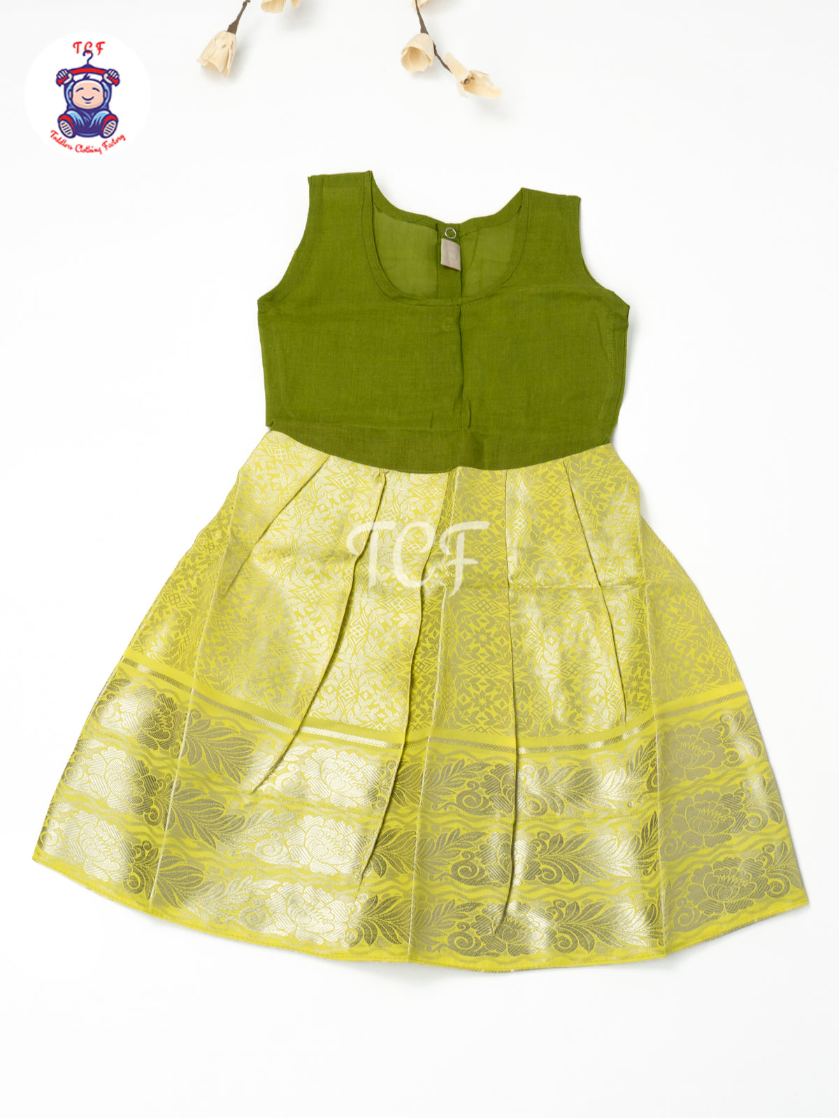 Light Green & Dark Green - Girls Readymade Pavadai Sattai