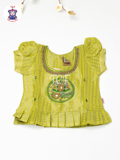 Light Green & Dark Green - Girls Readymade Pavadai Sattai