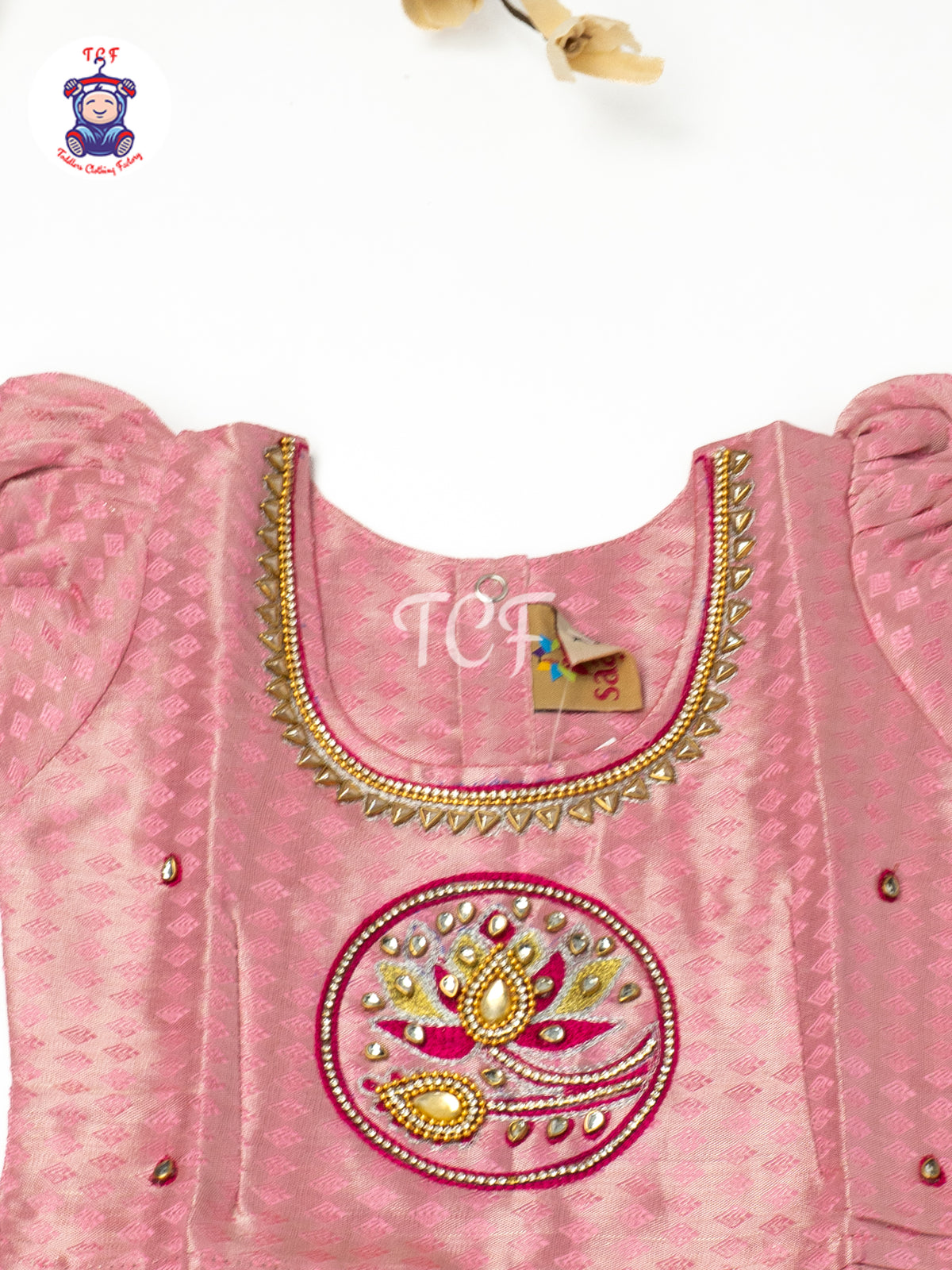 Baby Pink & Gold - Girls Readymade Pavadai Sattai
