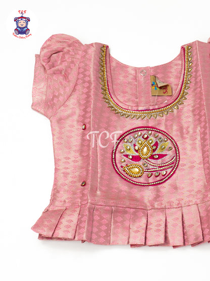 Baby Pink & Gold - Girls Readymade Pavadai Sattai