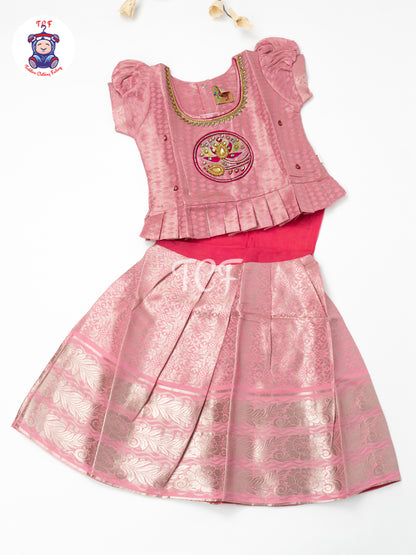 Baby Pink & Gold - Girls Readymade Pavadai Sattai