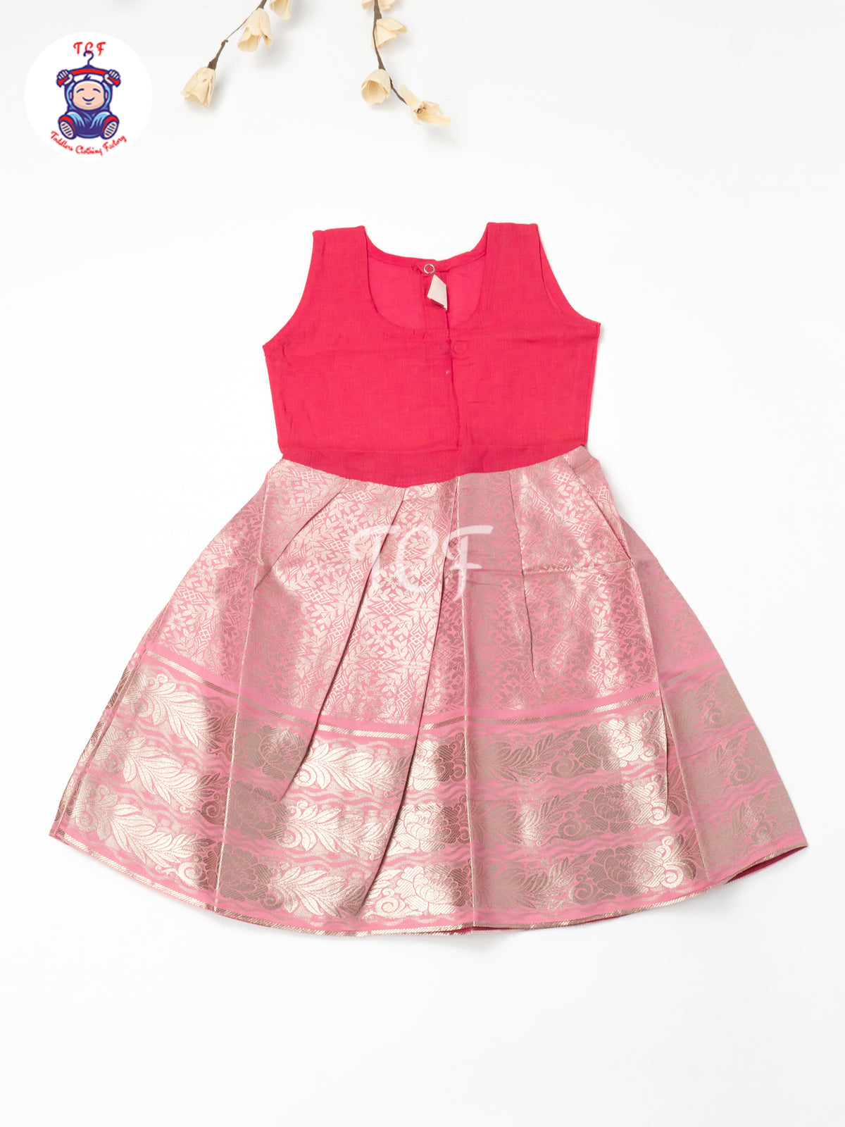 Baby Pink & Gold - Girls Readymade Pavadai Sattai