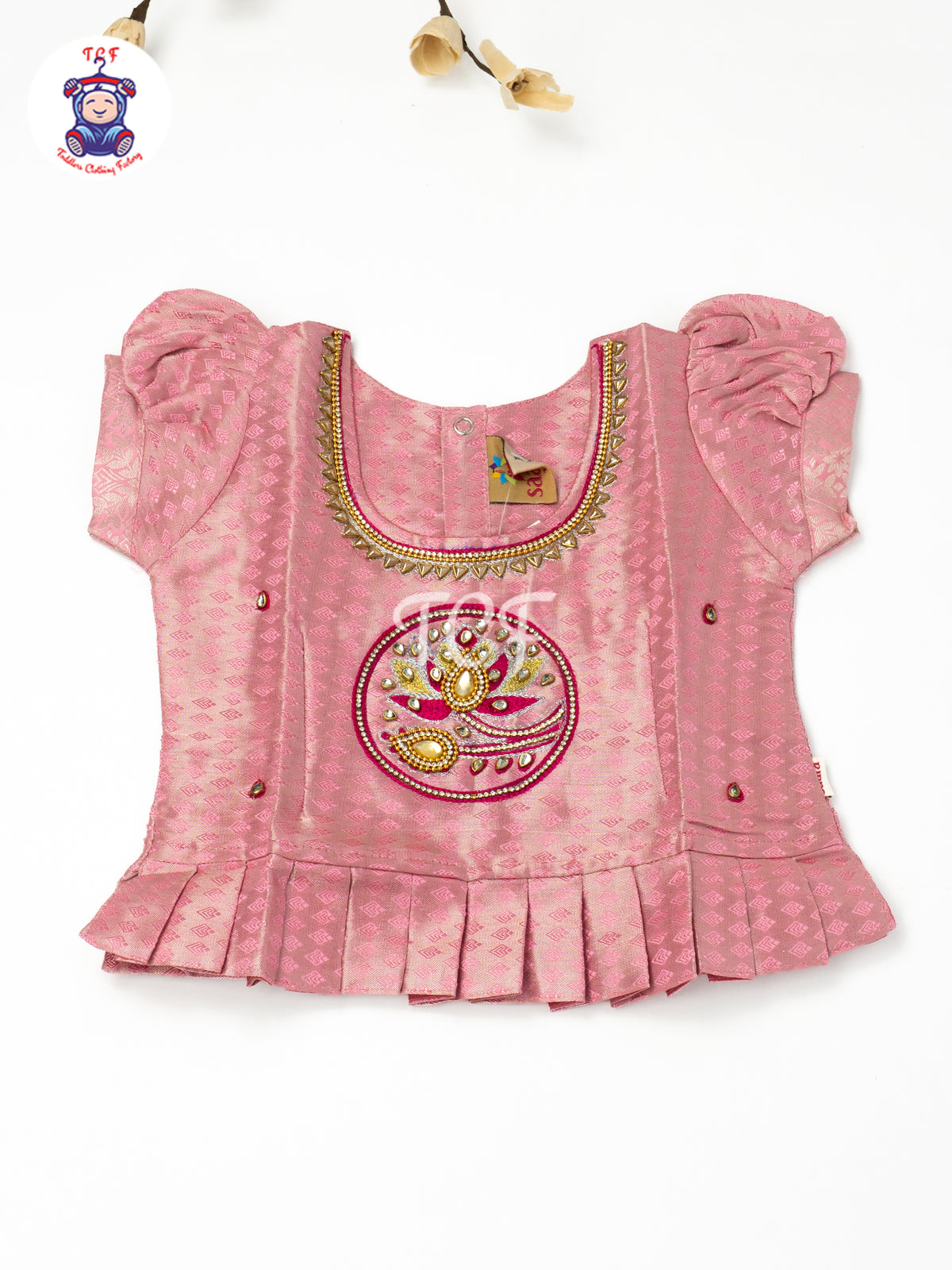 Baby Pink & Gold - Girls Readymade Pavadai Sattai
