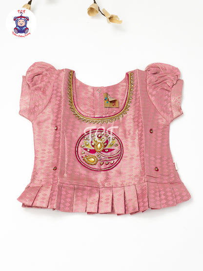 Baby Pink & Gold - Girls Readymade Pavadai Sattai