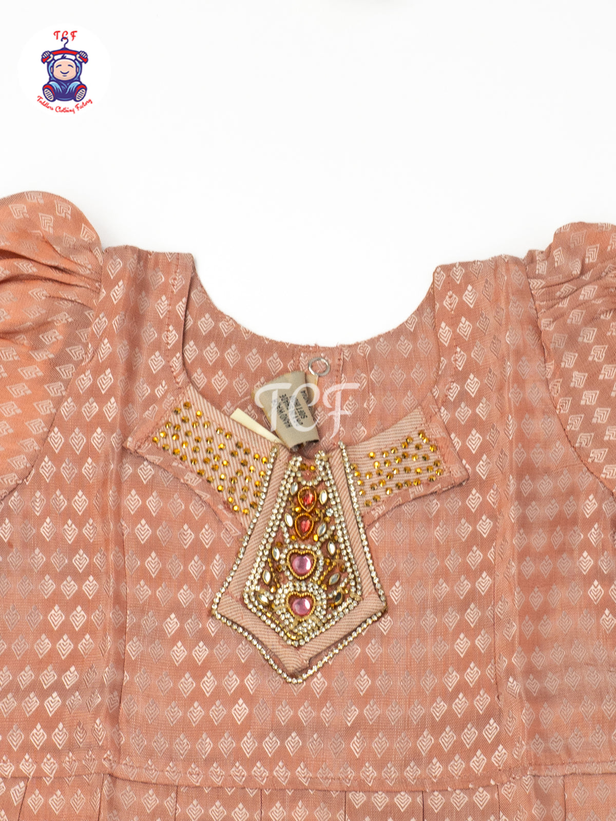 Peach & Copper - Girls Readymade Pavadai Sattai
