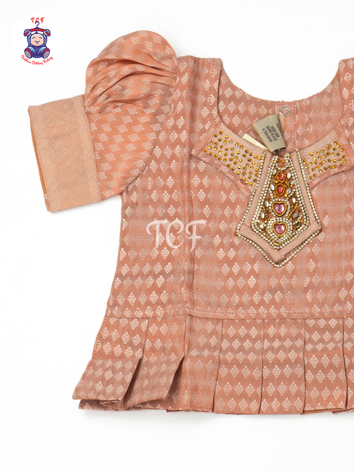 Peach & Copper - Girls Readymade Pavadai Sattai