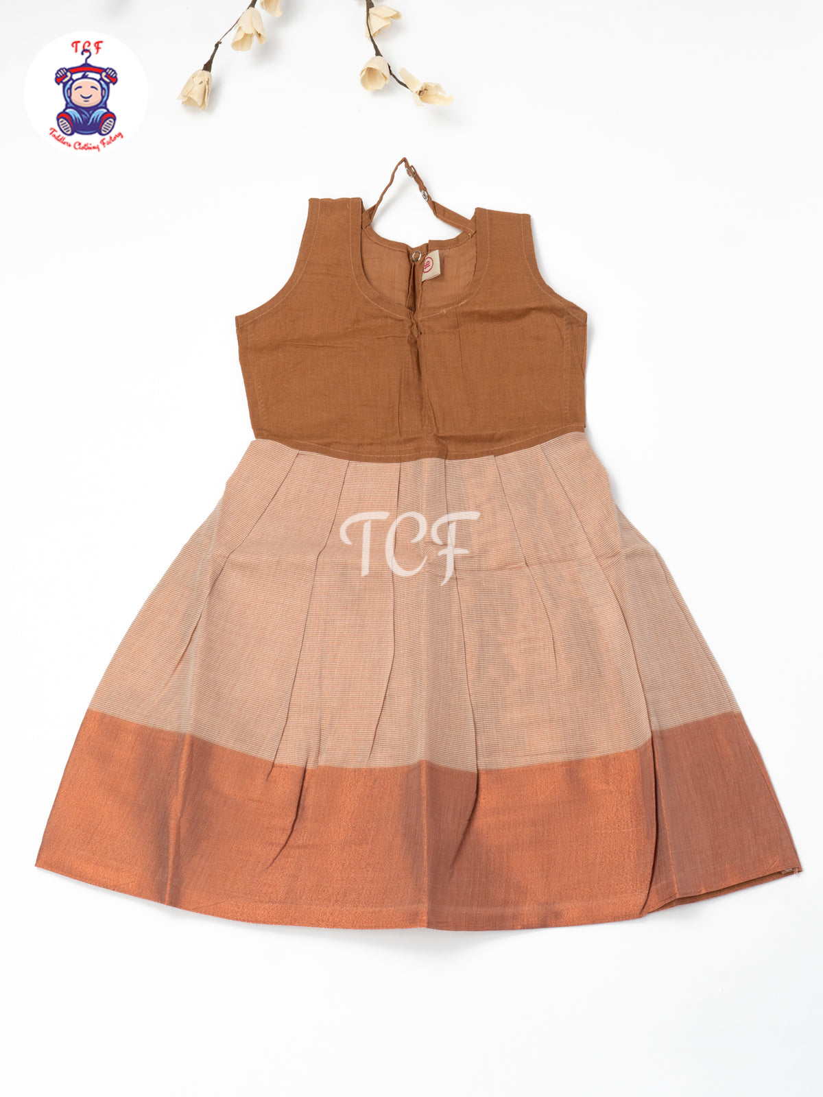 Peach & Copper - Girls Readymade Pavadai Sattai