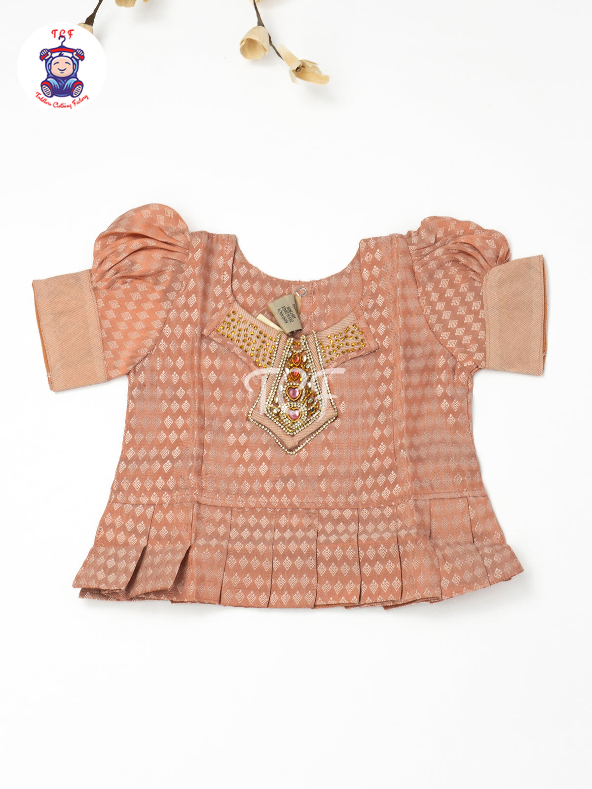 Peach & Copper - Girls Readymade Pavadai Sattai