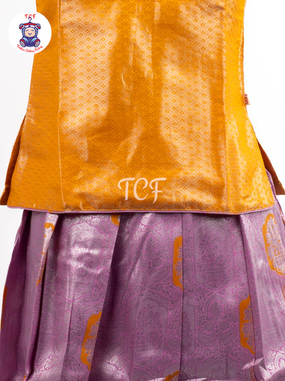 Peach & Lavender - Girls Readymade Pavadai Sattai