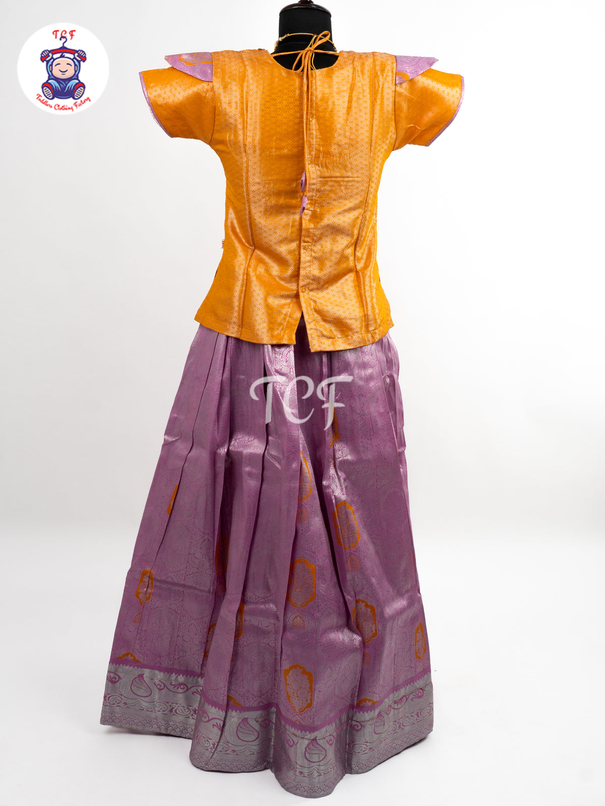 Peach & Lavender - Girls Readymade Pavadai Sattai