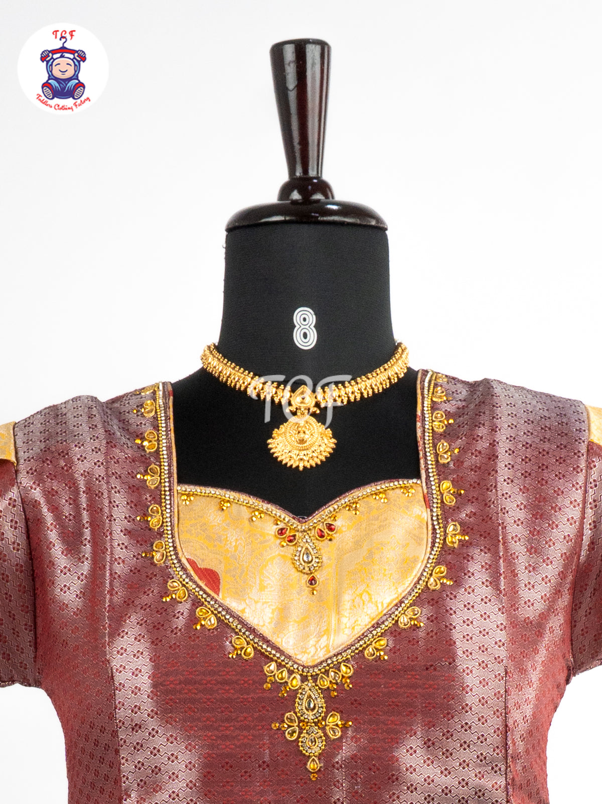 Mauve & Gold - Girls Readymade Pavadai Sattai