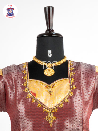 Mauve & Gold - Girls Readymade Pavadai Sattai