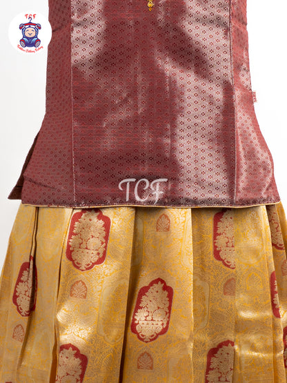 Mauve & Gold - Girls Readymade Pavadai Sattai