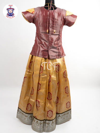 Mauve & Gold - Girls Readymade Pavadai Sattai