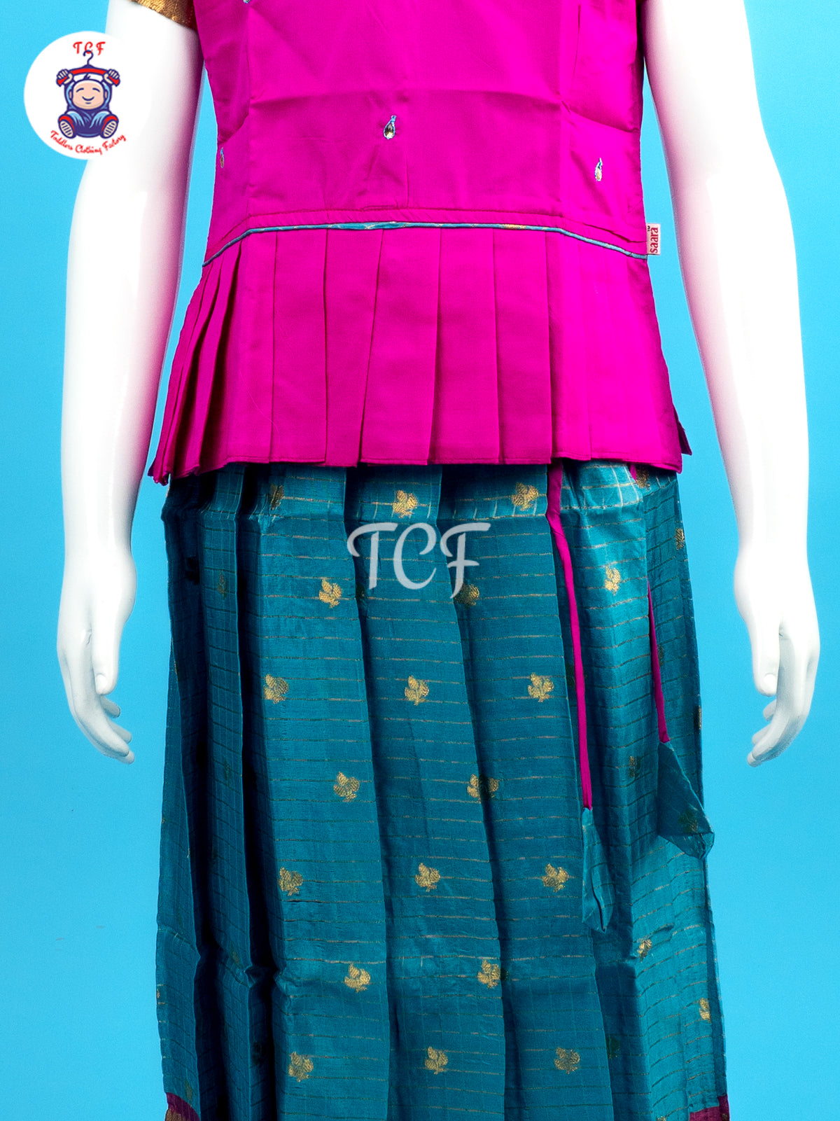 Pink & Blue - Girls Readymade Pavadai Sattai