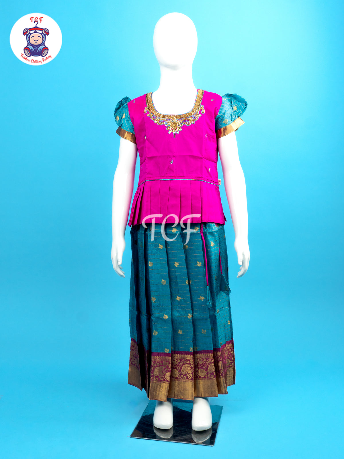 Pink & Blue - Girls Readymade Pavadai Sattai