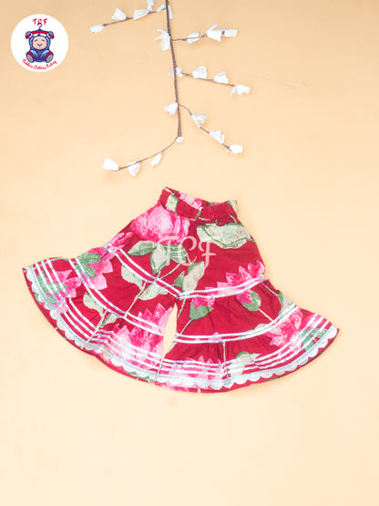 Red - Lotus Printed Girls Floral printed Salwar