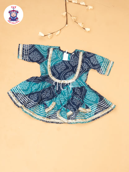 Blue - Dori Bandhej Lehariya Blue Salwar