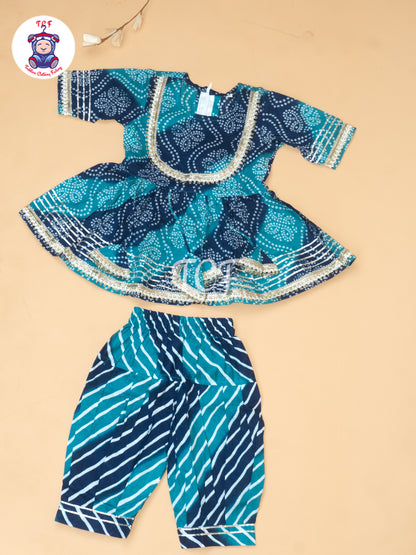 Blue - Dori Bandhej Lehariya Blue Salwar