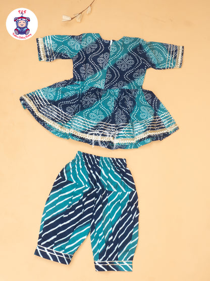 Blue - Dori Bandhej Lehariya Blue Salwar