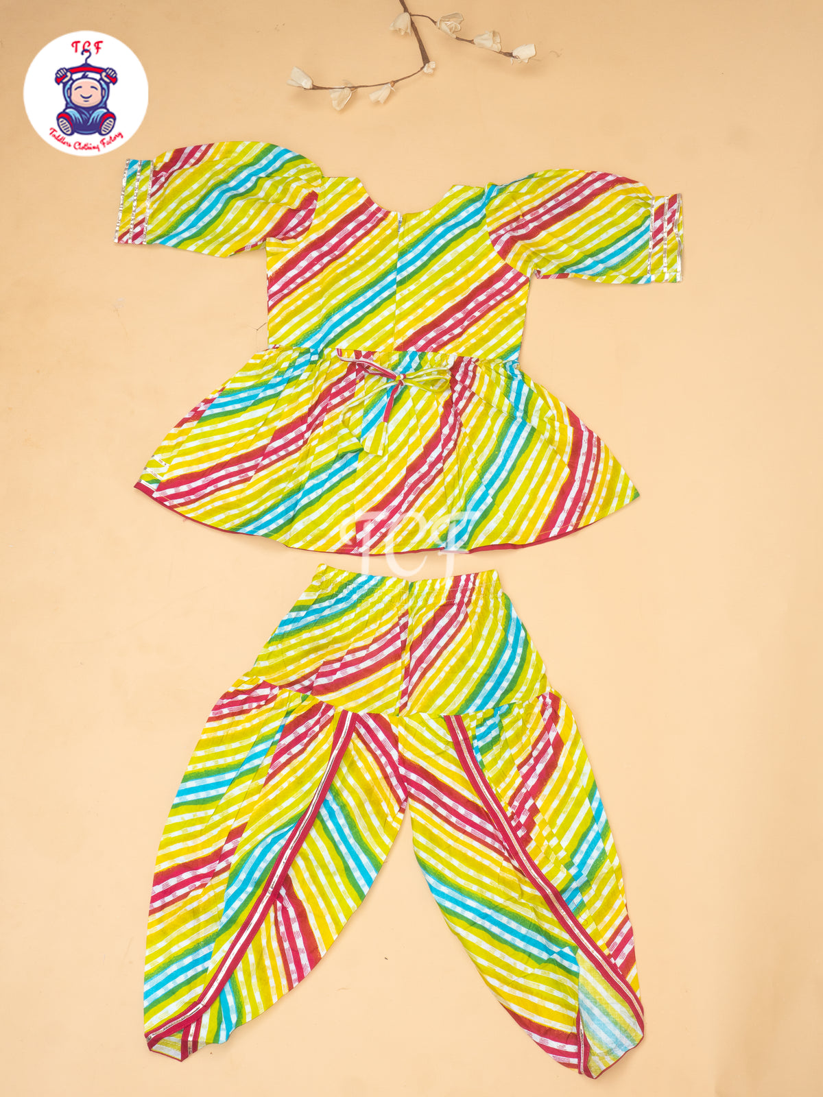 Pink & Yellow - Girls Embrodiery Bandhej Lehariya Salwar