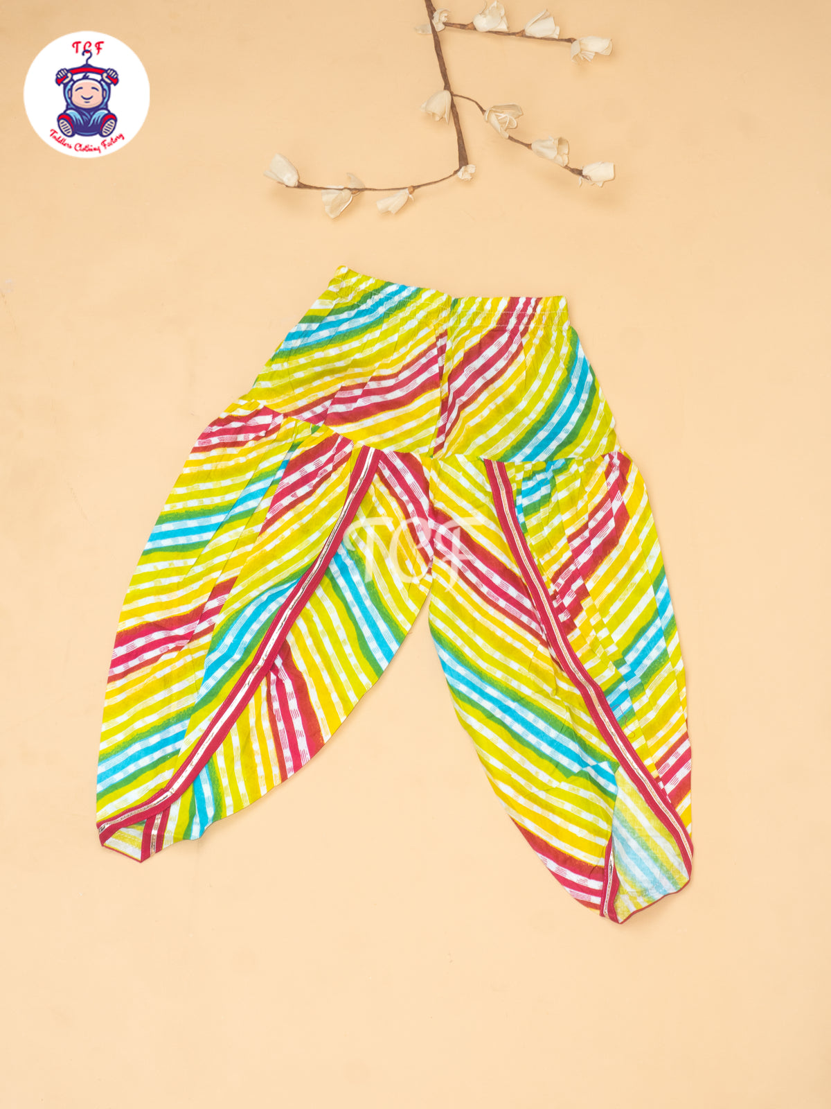 Pink & Yellow - Girls Embrodiery Bandhej Lehariya Salwar