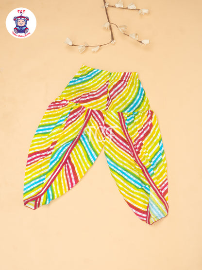 Pink & Yellow - Girls Embrodiery Bandhej Lehariya Salwar